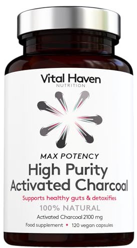 Vital Haven High Purity Activated Charcoal Supplement - 2100mg - UK Made