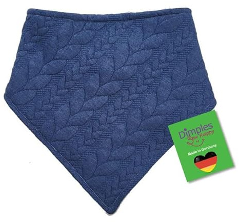 Dimples Hundehalstuch Zopfmuster blau Hundeschal wie gestrickt Geschenk für Hundebesitzer Hundehalsband Hundedreieckstuch, Bandana, Tier Besitzer 25cm
