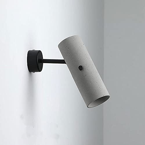 UDWTMTPRT Indoor LED Wall Spotlight Adjustable Accent Spot Light, Cement Lampshade Black Wall Lamp, GU10 Surface Mounted Downlight Headboard Hardwired Sconces for Bedside Picture