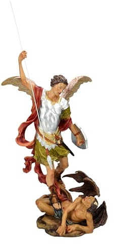 Pacific Giftware Erzengel Michael Figur 46 cm besiegt den Teufel, handbemalt Statue Heiliger