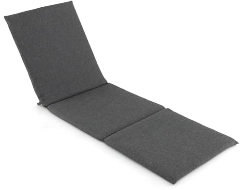 GOPLUS Liegenauflage 1 Stück, 182 x 59 cm Auflage Polster für Gartenliege Sonnenliege Liegestuhl, Polsterauflage mit Klettverschlussgurten, Bezug der Kissen abnehmbar & maschinenwaschbar (Grau)