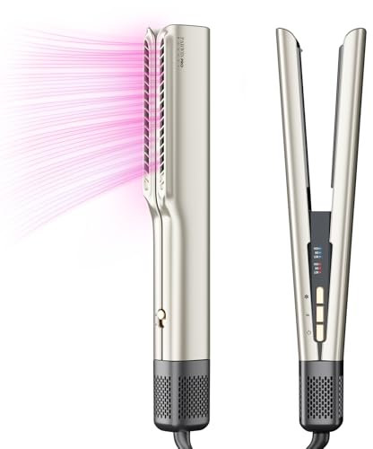 Air Haarglätter, PARWIN PRO BEAUTY Ionen Air Glätteisen, Ohne Heizplatten, Nass bis Trocken, Ohne Hitzeschäden, Glätten mit Luft, für Mittleres Haar und Langes Haar(35-75cm), 1200W, Champagnersilber