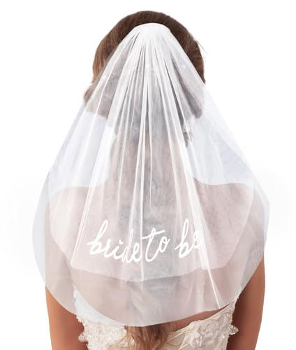 Maxqzin Bride To Be Veil, Bride Veil Bachelorette Party Favors, Bach Party Accessory, White Head Peace for Bridal Shower Engagement Supplies Wedding and Gift
