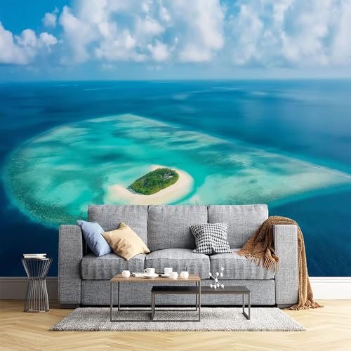 Fotomurales Mar Zafiro 300X210Cm Papel Pintado Seda Decoración De Pared Decorativos Murales Moderna De Diseno Fotográfico Isla Natural 3D Decorativos Murales