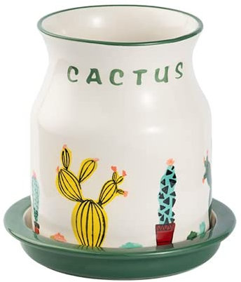 BTWYU Porta Palillos, Porta cucharas Tenedor de cerámica del utensilio de Cocina del Modelo del Cactus con la Parte Inferior, estreno de una casa