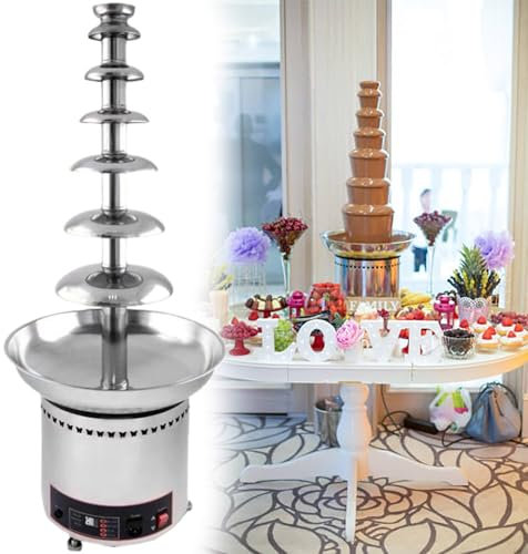 GESAIDES Fontaine à Chocolat électrique en Acier Inoxydable, Durable et Oratique, élégante pour Restaurant, Maison, Fête,7tiers