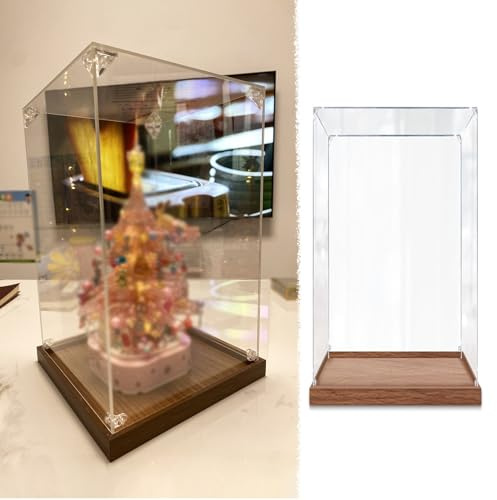 Teca Plexiglass Pvc Alto Teca Espositiva con Base In Legno, Figure da Collezione Trasparente Vetrinetta Espositiva, Trofeo Bambola Modello Auto Teca Espositiva per Modellismo Personalizzabile(50x40x20