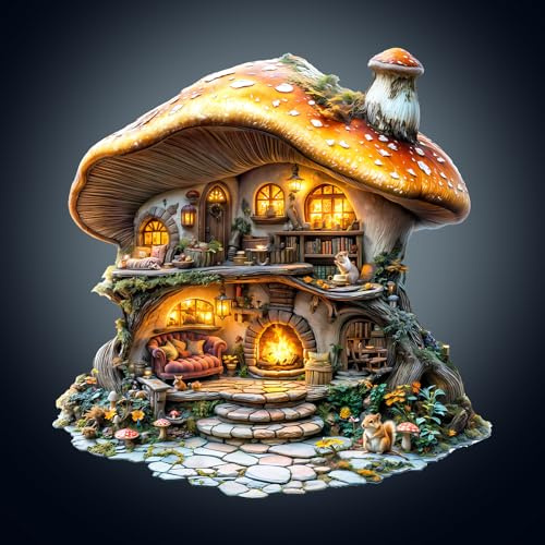 WOODBESTS Holzpuzzles für Erwachsene - Pilzhaus | Holz puzzle Tierform, Wooden Puzzle mit Geschenkbox zum Verschenken (33.2 × 34 cm, 290 Teile)