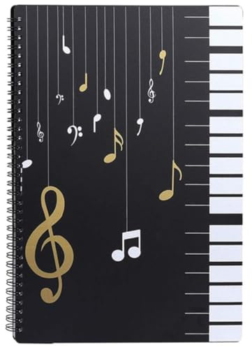 Carpeta para Partituras A4, 40 Fundas/80 Páginas Carpeta de Bolsillo Impermeable para Partituras, Soporte para Guardar Papel, Documentos de Piano para Coros, Partituras, Papel, Pinturas y Fotos