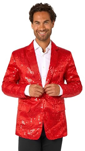 OFFSTREAM Herren Slim Fit Pailletten Party Blazer – Glänzend für Weihnachten, Silvester, Abschlussball und Partys – Auffällige und stylische Jacke für besondere Anlässe