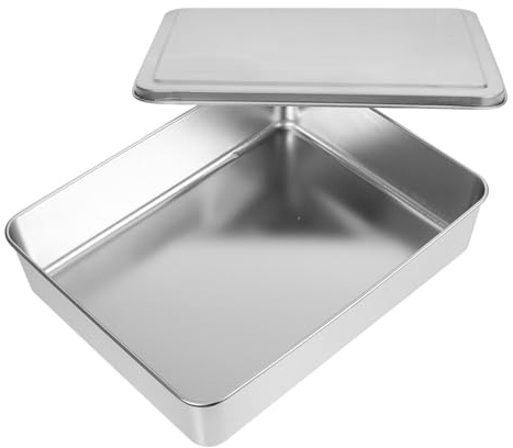 Cabilock Plaque Pâtisserie Inox avec Couvercle Moule Gâteau pour Tiramisu et Pâtisserie Cuisson Uniforme