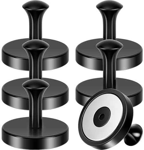 Neosmuk Magnethaken für Kränze, 45kg 6er-Pack Extra Starke Schwarz Haken, Tragkraft, für Kränze, Kreuzfahrtkabinen, Mäntel, Schlüssel & Ordnung