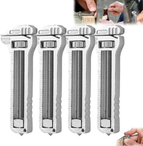 Compact Titanium Multitool, Portable Mini Titanium Multitool Wrench, Adjustable Spanner, Built-in Nail Puller, Phone Stand and Other Multi-Functional, for Travel Hiking Fishing (4pcs)