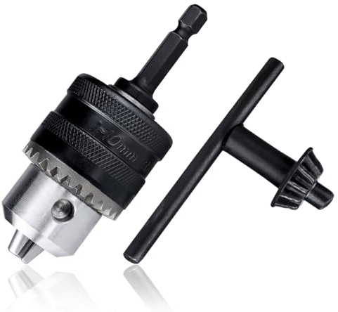 FyMosem 1.5-10mm Capacity Drill Chuck Adapter with Hex Shank & Chuck Key | Quick Change Adapter Converter 3/8-24UNF Mount Keyed Chuck Conversion Tool for Electric Drills Impact Driver