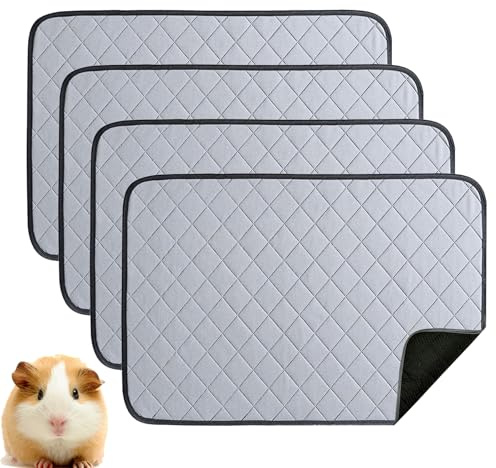 GWBPES 4 Stück PIPI Pads für Meerschweinchen, 60 x 45 cm Pipipads MeerschweinchenMatte Schnell Saugfähige Unterlagen Waschbar rutschfest Einlagen für Kaninchen Chinchillas Hamster Welpen