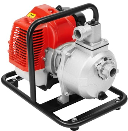 Bensin vattenpump 43 CC 2-takts motorpump, trädgårdspump, bensinpump, 1 250 W bensinmotor, högtryckspump för trädgårdsbevattning, dränering