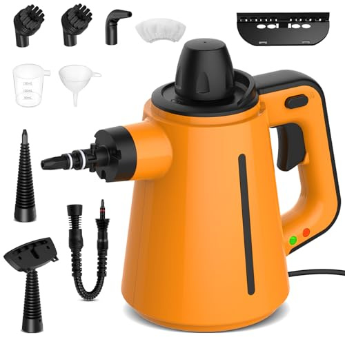 Handheld Steam Cleaner, 380ml Portable Steam Cleaner with 10 Accessories & Safety Lock, High Temperature Multi-Purpose Steam Cleaner Handheld for Carpet, Floor, Oven, Bathroom, Kitchen, Windows & Car