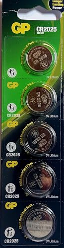 GP CR2025 2025 3 V Piles au Lithium Lot de 5