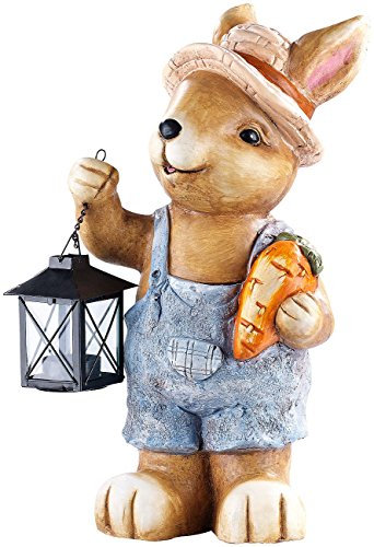 Royal Gardineer Deko Hasen für draußen: Wasserfester Deko-Hase Karotte mit Laterne (Osterhasen für draußen, Osterhasen für, großer Osterhase)