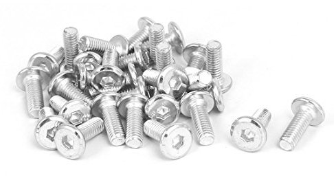 sourcing map 30pcs M6x15mm un metal blanco Plato ado de zinc de cabeza hueca hexagonal Muebles pasadores de abroche