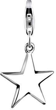 Nenalina Stern Karabiner Charm Anhänger Bettelarmband 925 Silber | Damen-Charm-Anhänger für alle gängigen Charmträger Charm-Club Clasp-Charms 925er Sterling-Silber