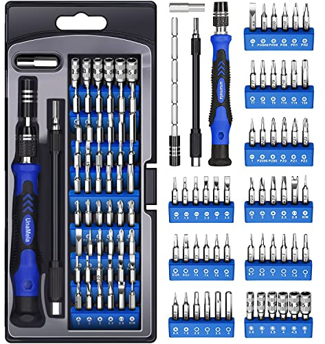 UnaMela Electronics Precision Screwdriver Set: 61 in 1 Small Magnetic Repair Tool Kit Mini Screw Driver with Case for Computer, Laptop, PC, iPhone, Xbox, PS4/5, Controller, Gamer Tech Gifts for Men