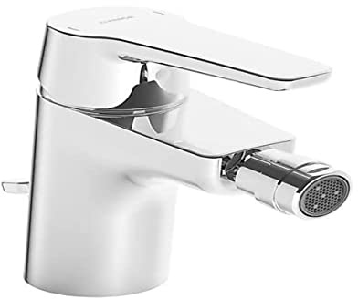 Hansa 51433293 Bidet Armatur/Sitzwaschbecken Batterie HANSAPOLO DN15 | Kugelgelenk-Luftsprudler, Ablaufgarnitur (Metall) und Zugbetätigung | 6 l/min, Ausladung 106 mm, Chrom