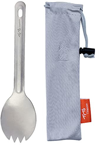 TITO Outdoor Camping Titan Göffel ultraleicht nur 10,2 g Titan Löffel Gabel für Outdoor Camping & Picknick