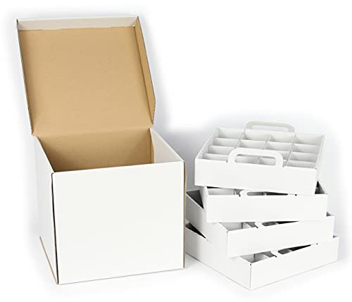 Weihnachtskugelsortierbox - viele Weihnachtskugeln in kleiner Box verstaut (weiß, 64 x 6 cm)