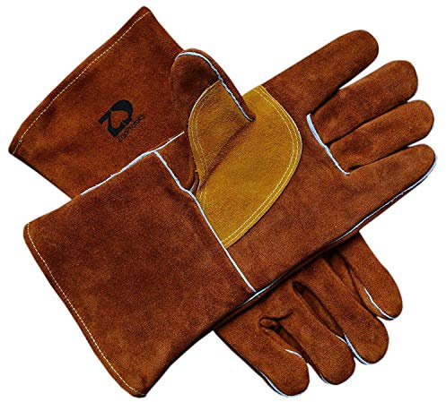ZP ZaoProteks ZP1708 Welding Gloves Fire and Heat Resistant Leather Welding Gloves For Mig, Tig, Stick, Forge, BBQ, Grill and Fireplace