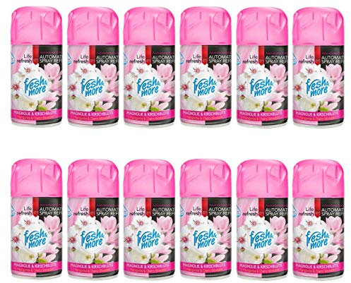 Fresh & More Lufterfrischer Nachfüller (12er Pack) 250ml, Magnolie&Kirschblüte