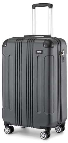 KONO Handgepäck Koffer Hartschale Trolley Koffer Handgepäck Flugzeug Reisekoffer 55×35×20cm (Koffer Klein M, Grau)