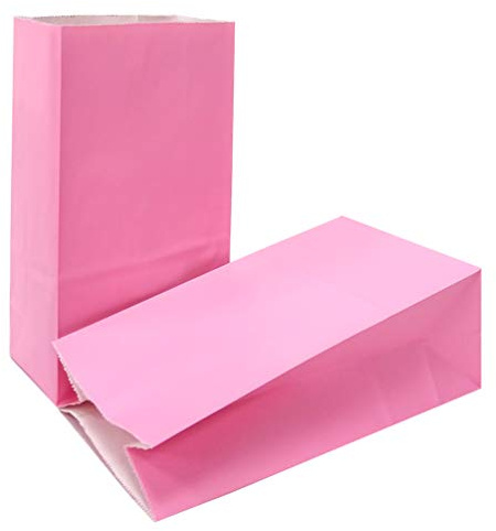 KEYYOOMY Kleine Papiertüten in leuchtenden Farben, rosa Partytüten für Hochzeit, Babyparty, Kindergeburtstag, 50 Stück, 11,9 x 6,1 x 2,4 cm