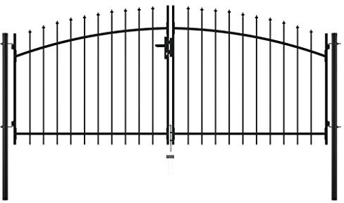 Tidyard Doppelflügel-Gartentor Zauntor Mit Speerspitzendesign Speerspitzen,Garten-Zauntor Zaun Tor Mit 3 Schlüssel sind enthalten,Gesamthöhe:150 cm,Bolzenscharnier Montagepfosten
