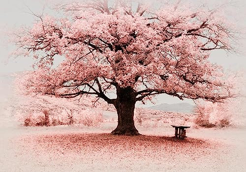 Wesmilewallpaper Papier Peint 3D Intissé Murales Grand Arbre Rose Nature Papier Peint Panoramique Tapisserie Peinture Poster Photo 430x300cm