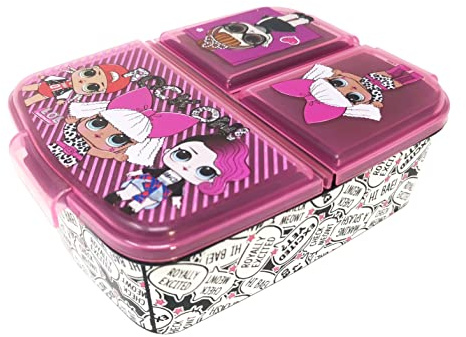 Theonoi LOL Surprise Brotdose für Mädchen – Lunchbox mit 3 Fächern (L.O.L.) | mit Unterteilung für Schule & Kindergarten – BPA-freie Kinder Vesperdose