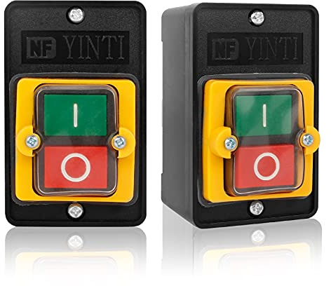 Interrupteur à Bouton Poussoir, 2 Pcs Commutateurs à Bouton-poussoir pour Équipements Mécaniques et Machines Textiles, Bouton-poussoir Imperméable Peut Contrôler Directement le Moteur(AC220V / 380V)