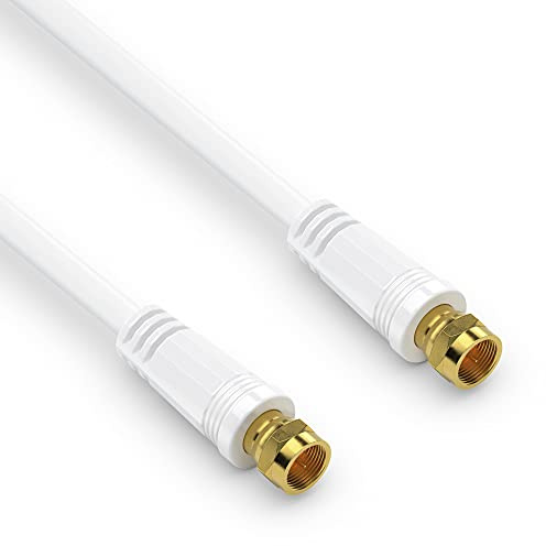 conecto SAT TV Antennenkabel F Stecker zu F Stecker, 15,0m, weiß, 15,0 m