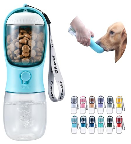 Cibaabo Gourde pour Chien avec Compartiment Nourriture, gamelle d'eau de Voyage pour Chiot, Distributeur Portable pour Animaux, Cadeau de Promenade et randonnée pour Chiots et Chats