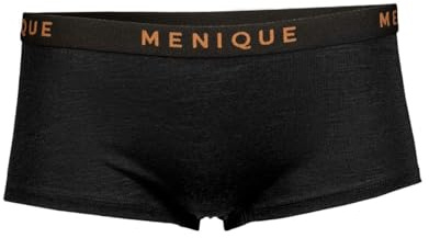 menique Boxer en laine mérinos pour femme - Certifié Oeko-tex - Sans frottements, Noir , XL
