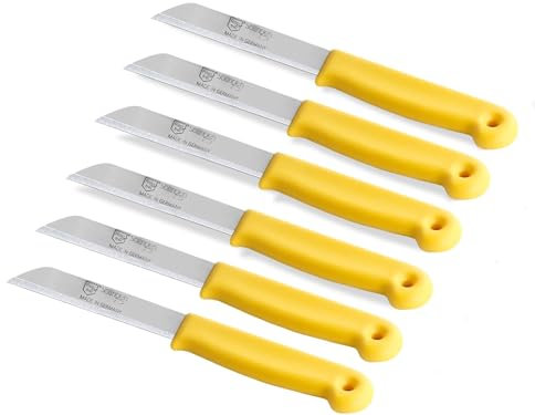 Schälmesser Set aus Solingen Gemüsemesser Allzweckmesser Obstmesser Made in Germany Messer Universal Küchenmesser Edelstahl Rostfrei zum Schneiden von Obst, Gemüse und Fisch (6, Lang)