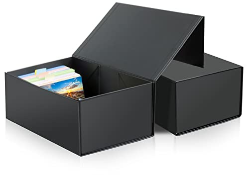 tutata Soporte para tarjetas de índice de 4 x 6, caja de almacenamiento de tarjetas de índice de 4 x 6 pulgadas, se adapta a 1200 tarjetas flash, paquete de 2, color negro