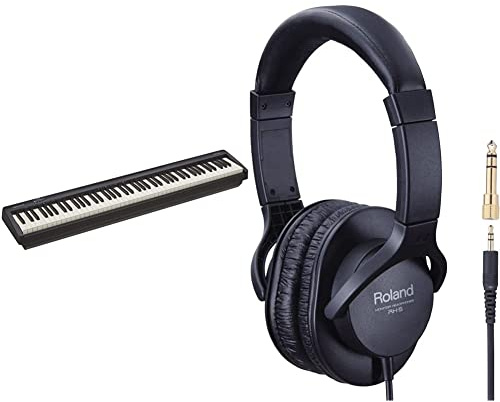 Roland FP-10 Digital Piano - Entfalte deine Kreativität mit integrierten Sounds, Übungsfunktionen und Apps, Schwarz & RH-5 Kopfhörer, Schwarz, 33,8 x 28,5 x 10 cm