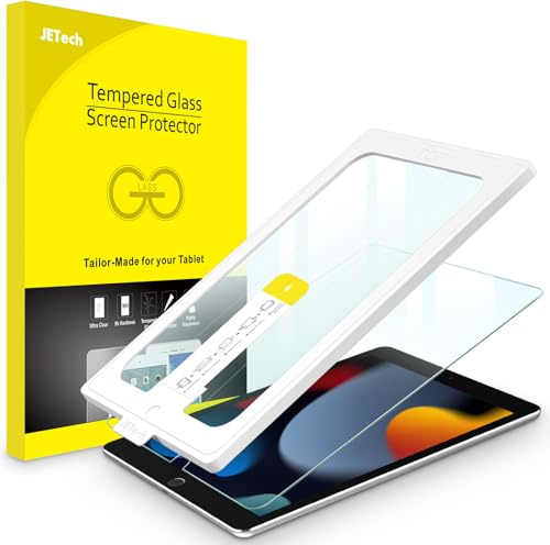 JETech Ein-Schritt-Installation Schutzfolie für iPad 9./8./7. Gen, 1 Stück | Für iPad 10,2 (2021/2020/2019), Automatische Ausrichtung, HD Klar, Gehärtetes Glas Displayschutz, Blasenfreie Anwendung