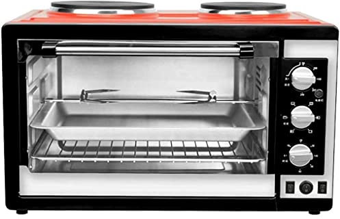 Four 38L, avec Plaque de Cuisson et Gril Four électrique 2000W avec Double Plaque chauffante Minuterie 60 Minutes 6 Fonctions préréglées pour la Cuisson Cuisson Griller Rôtir Esthétique et Pratique