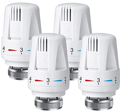 Xreuctop 4 Pezzi Testa Termostatica, Testina Termostatica, Valvola Termostatica, Valvole Termostatiche per Termosifoni, Testina di Termostato Radiatore con Filetto M30 x 1.5, per la Casa e l'ufficio