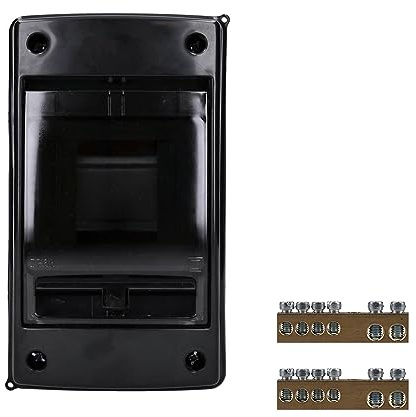 Voxura Aufputz Feuchtraum Verteiler 1-reihig IP65 2 Module Verteilerkasten Kleinverteiler Sicherungskasten Schwarz Tür transparent