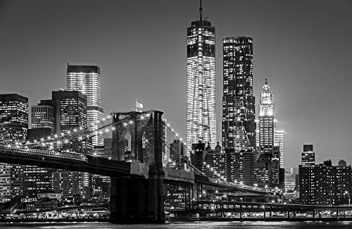 New York 5555A)-Manhattan Brooklyne Bridge Skyline Fotomural Fotomural Papel Pintado con Pegamento No Tejido, Decoración De Pared Moderno Motiv-Papel Pintado Panorama Póster XXL