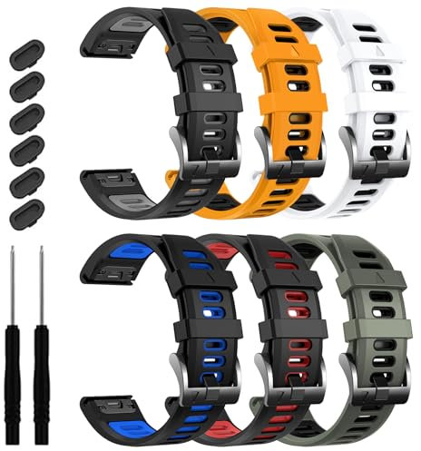 EZMVZKU 26mm Silicone Cinturino per Garmin Fenix 8 AMOLED 51mm/7X Pro/7X/6X Pro/6X/5X Plus/5X/3 HR,QuickFit Sportivo Cinturino Ricambio per Enduro 3/2/Epix Pro/Tactix 8/Descent Mk31 51mm/Descent Mk2i