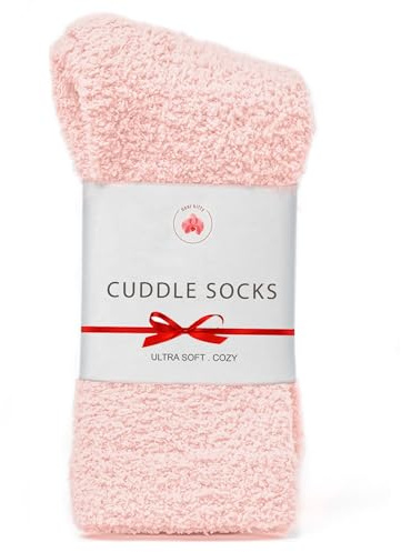 Dear Kitty Fuzzy Socks for Women & Men - Cozy Cloud Socks for Sleeping, Gifts, Spa, Travel, Stress Relief, Postpartum, Lounge Wear - Pink (Pack of 1)